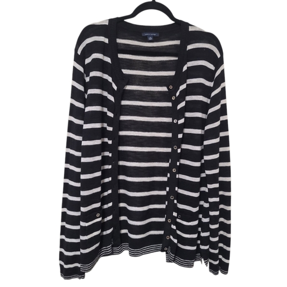 Tommy Hilfiger Lightweight Black & White Striped Cardigan - XL - Lightly Used - Picture 2 of 10